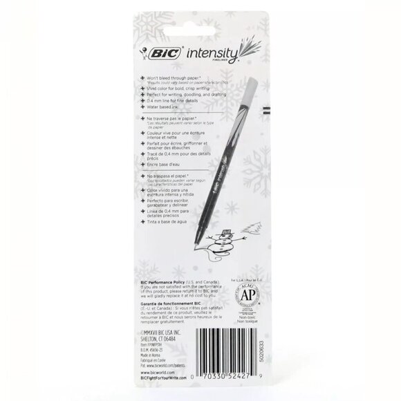 Bic Intensity Fineliner Pens Red Green Black Ink 0.4mm NEW Christmas, 3-Count - Picture 2 of 2